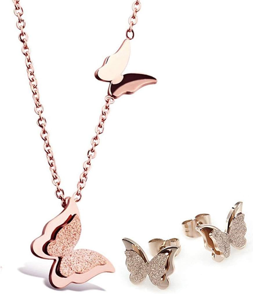 YouBella Stylish Butterfly Necklace Jewellery Set And Earrings Gold Plated Jewellery Set for Women (Golden) (YBNK_5796)