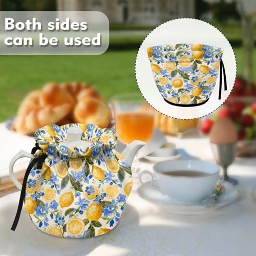 Image of Lemon Tea Cosy for Teapots, Washable Heat Preservation Tea Cosy Kettle Cover for Table Hotel Tea Party, Both Sides Can Be Used Christmas Decor