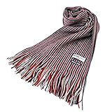 [ミチコロンドン] イタリア製 ブランドマフラー 男女兼用 ラッセル ストライプ (A柄：レッド)