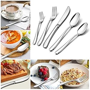 Herogo Heavy Duty Stainless Steel Silverware Set, 60-Piece Heavy Weight Modern Flatware Cutlery Set for 12, Fancy Tableware Eating Utensils for Home Wedding, Dishwasher Safe, Mirror Finished Herogo Heavy Duty Stainless Steel Silverware Set 60 Piece Heavy Weight Modern Flatware Cutlery Set for 12 Fancy Tableware Eating Utensils for Home Wedding Dishwasher Safe Mirror Finished