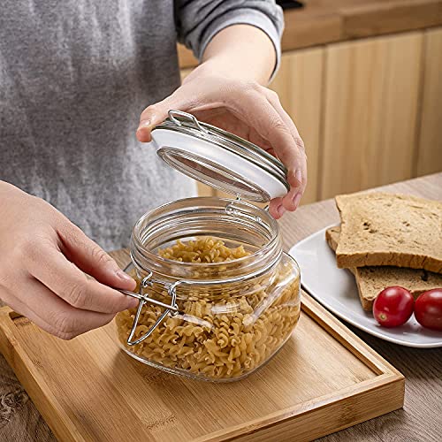 Image of 500ml Airtight Glass Container with Lids Food Storage Jar Octagon-Storage Canister with Clear Preserving Seal Wire Clip Fastening for Kitchen Canning Pasta Sugar,Beans,Spice Set of 6