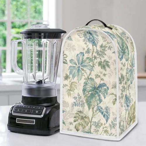 Image of Talayituse Vintage Palm Leaf Botanical Print Blender Dust Cover, Fingerprint Protection Cover for Stand Mixer or Coffee Machine, Home Kitchen Appliance Covers for Stain Dust Resistant Supplies