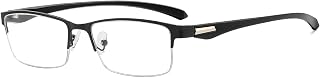 Blue Light Filter Half Fire Glasses Men Metal Black | Without strength, anti-blue light, lightweight, computer glasses, 0.0 diopters
