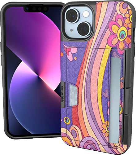 Image of Smartish iPhone 14 Wallet Case - Wallet Slayer Vol. 2 [Slim + Protective] Credit Card Holder w /Kickstand - Drop Tested Hidden Card Slot Cover Compatible w /Apple iPhone 14 - Groovy, Baby