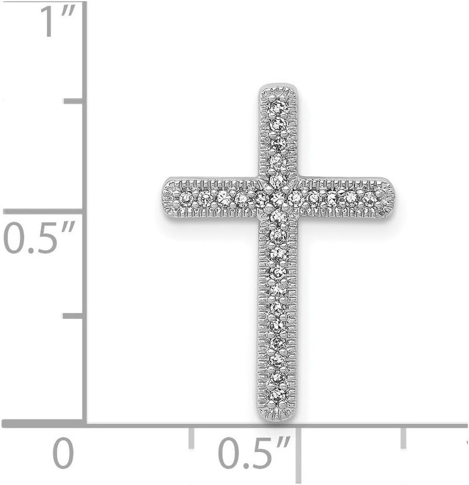 JewelryWeb 14k White Gold Diamond Religious Faith Cross Pendant Necklace 20x13.5mm Wide Pendant for Women - Image 2