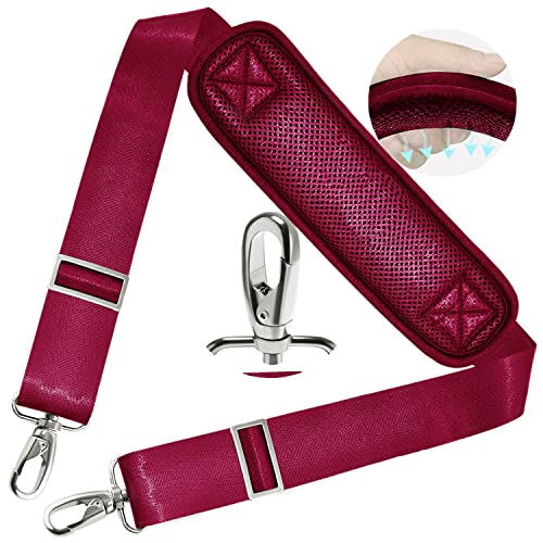 Image of ZINZ Shoulder Strap 78 inch Universal Handbag Strap with Ultra-thick Fixed Padded and Dual Balanced Adjustable Buckles Shoulder Crossbody Strap for Briefcase Messenger Bag Laptop bag Luggage,Red