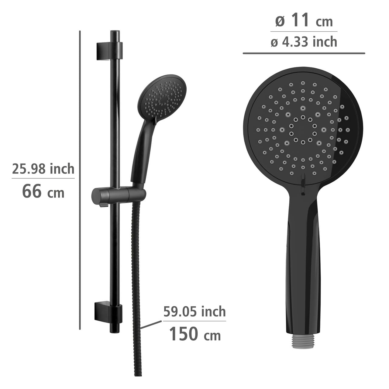 Set doccia Wenko Young Line 25451100 Nero opaco Acciaio inossidabile ? 19 mm 66 cm