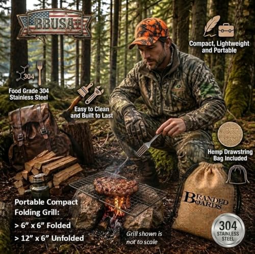 Parrilla portátil plegable de acero inoxidable para camping miniatura 4