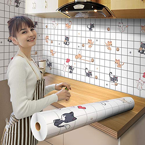 HANSHAN Entrepaños de cocina del papel pintado del aceite impermeable a prueba Estufa etiqueta auto-adhesivo del estante Liner etiquetas engomadas DIY de la cocina del papel pintado 5m x 60cm