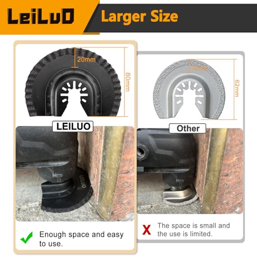 LEILUO 4Pcs Black Large Size Diamond Oscillating Multi Tool Blades for Grout Removal tool, Alloy tool Cleaning Mortar Fit DeWalt Milwaukee Makita Ryobi and More