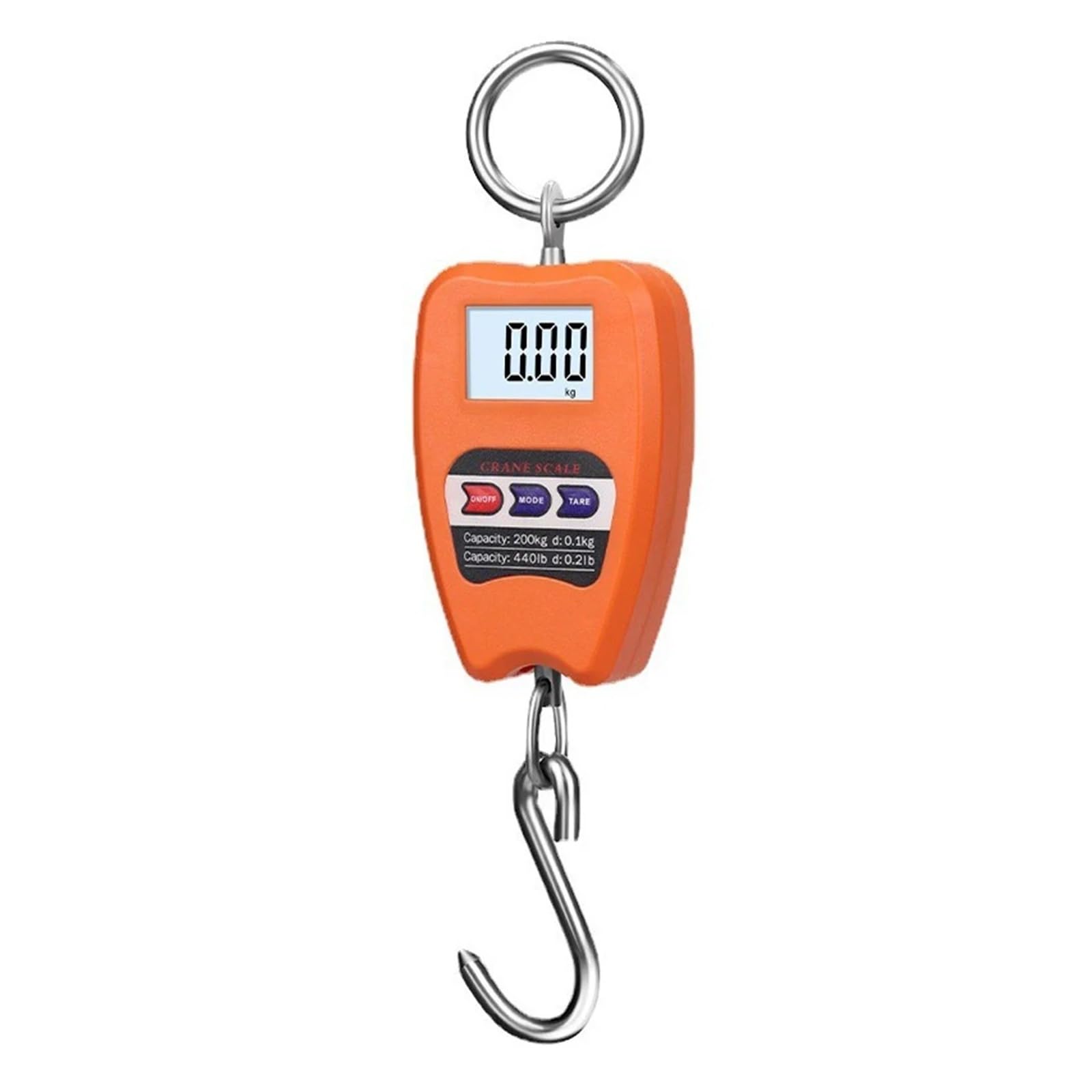 200 kg przenośna waga elektroniczna wielofunkcyjna cyfrowa narzędzie do ważenia LCD bagażowa kompaktowa dźwigowa dla rynku, budownictwa(Orange)