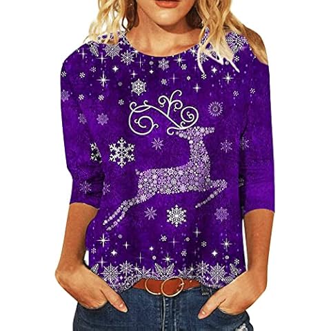 LindoMaker Push up Bikini Tops for Women Christmas Tops for Women 2022 Dressy Santa Gnome Sweatshirts Crewneck Lightweight Autumn Winter Xmas Tops(Purple,XXL) Cover
