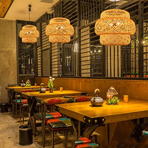 Lámpara colgante de techo de bambú con difusión de luz decorativa 4