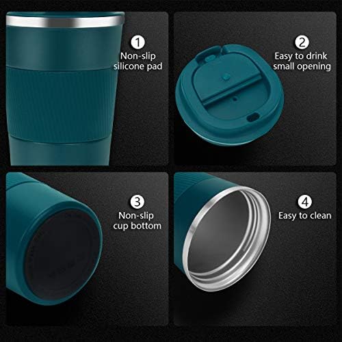 CS COSDDI Travel Mugs, 2 Pack Insulated Coffee Cup with Leakproof Lid - Reusable Coffee Cups Travel - Car Coffee Cup - Stainless Steel Thermal Mug for Hot and Cold Coffee Water and Tea (Blue + Black)