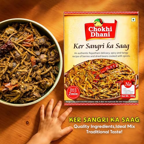 Image of Chokhi Dhani Ready to Eat Ker Sangri Ka Saag 300g | Rajasthani Dry Sabzi | Traditional Veg Dish | Heat & Eat Microwave Meal