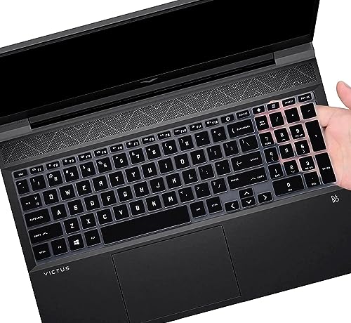 Saco Laptop Keyboard Protector Cover Compatible for 2025-2022 HP Victus 15-FA and 15-FB Series [15.6 inch] | HP Victus 16-D, 16-E, 16-S [16.1 inch] Gaming Laptop - Black, Silicone