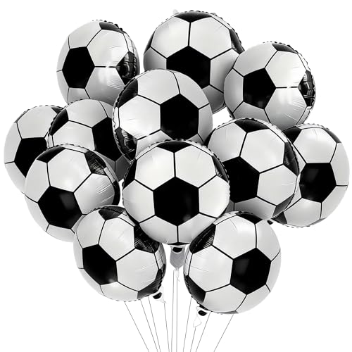 12PCS Large Soccer Foil Balloons 18inch for Sports Party Graduation Birthday Baby Shower Decorations Soccer Balloons for Kids Party Supplies