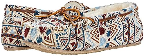 Minnetonka Womens Mosaic Cally Moccasin, Cream Mosaic, Size 9 | Image 3