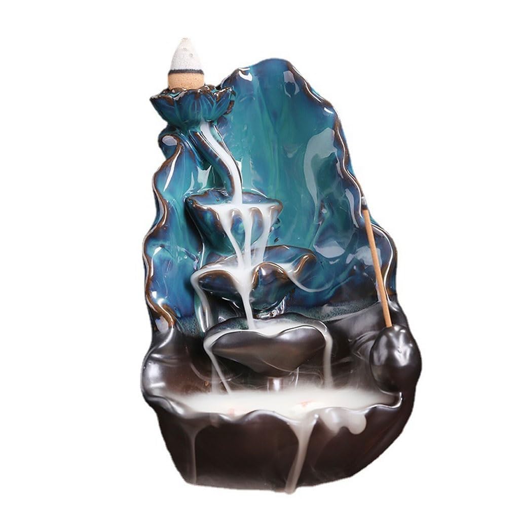 Incense Holder Base Creative Ceramic Lotus Backflow Waterfall Incense Burner Aromatherapy Home Furnishings Meditation Accessories