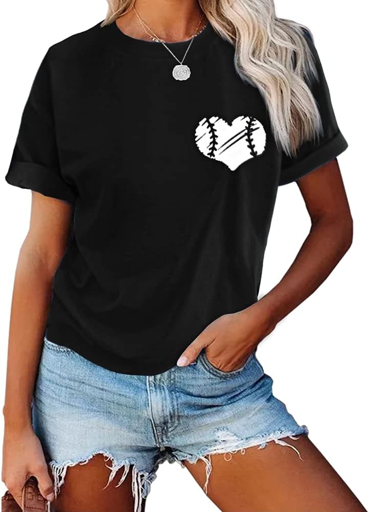 NIUBIAWomen's Summer Short Sleeve T-Shirt Casual Printing Tunic Tops Basic Round Neck Comfort Fit T Shirt
