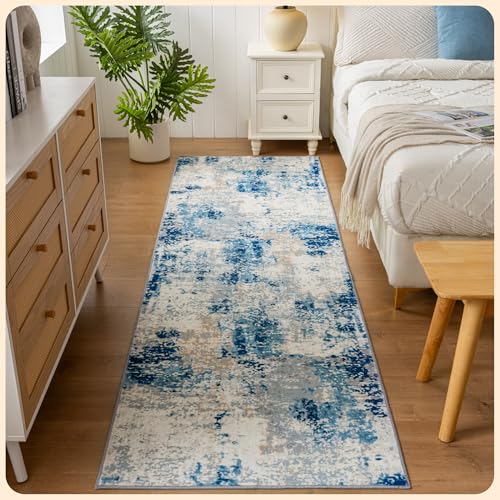 Istana Hallway Runner Rug 2.5x8 - Blue/Ivory Kitchen Rugs Non
