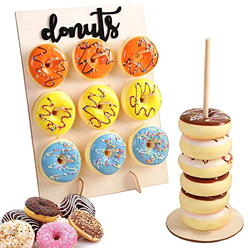 2 Stücke Donuts Ständer Halter Wand Donuthalter aus Holz für Geburtstage Hochzeit Urlaubs Party Cover