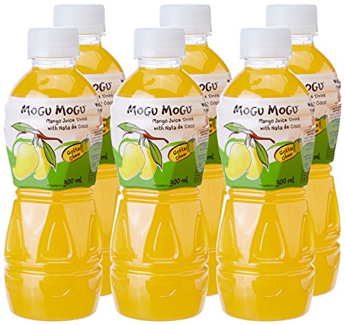Image of Mogu Mogu Mango Juice with Nata de Coco Jelly 320ml (Pack of 18), Refreshing Tropical Thai-Made Sip & Chew Beverage