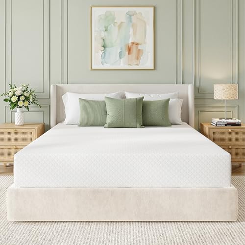 Image of EGOHOME Cal King Size Memory Foam Mattress, 12 Inch Bed Mattress in a Box with Cooling Green Tea Gel, Relieve Pressure with Medium Firm Support, CertiPUR-US Certified, 84''L x 72''W, White