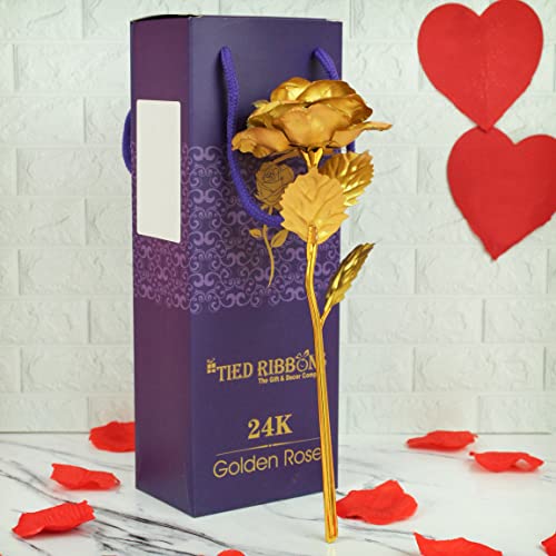 TIED RIBBONS Valentine Gift for Girlfriend Boyfriend Husband Wife Girls Boys Couples (Special 24K Gold Plated Rose, Scented Rose Flowers with Teddy Gift Box) 6 51Qn95hGiCL