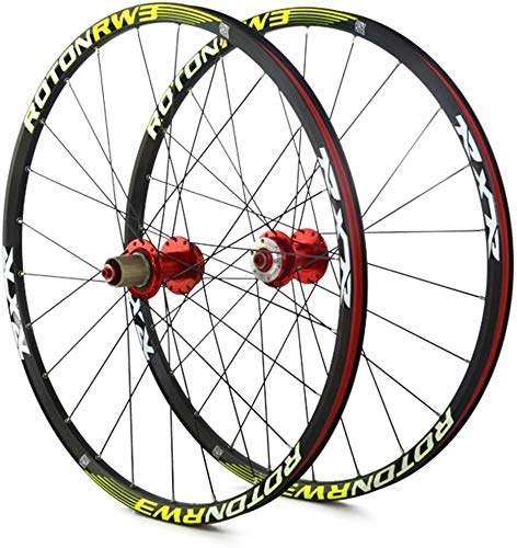 QMH Juego Ruedas 26 27.5 29 In Ruedas Bicicleta Montaña Parte Delantera Y Trasera MTB Llanta Aleación Doble Pared 7 Palin Bearing Freno Disco QR 1790g 7-11 V Tipo Tarjeta Hub 24H,Red,29