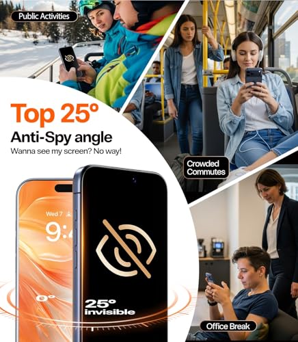 Image of TORRAS GlassGo Privacy Original for iPhone 17 Pro Max Privacy Screen Protector [25 Anti-Spy] [12Ft Shatterproof] 9H+ Aerospace for iPhone 17 Pro Max Tempered Glass Full Coverage 6.9 inch 2-Pack