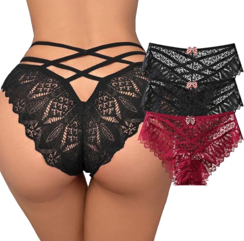 Image of Womens Sexy Thongs Lace Panties Underwear Low Rise Plus Size Underpants