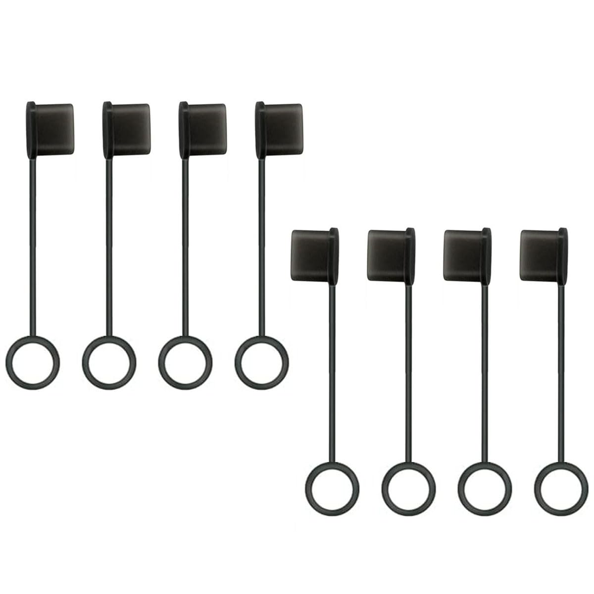 VSuRing USB Type-C(オス)用 保護カバーキャップ 脱落防止 シリコン製 ソフト リード付 USB C ケーブル コネクタカバー キャップ 防塵 防湿 防錆 端子保護キャップ 保護カバー 黒 8個入