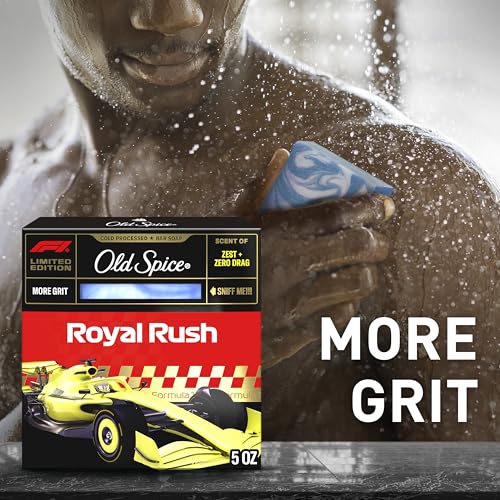 Image of Old Spice Bar Soap for Men, F1 Collection, Cold Pressed with More Grit, Fast Track to Freshness, Made with Natural Oils & Plant Based Cleanser, Royal Rush with Zest & Zero Drag Scent, 5 oz