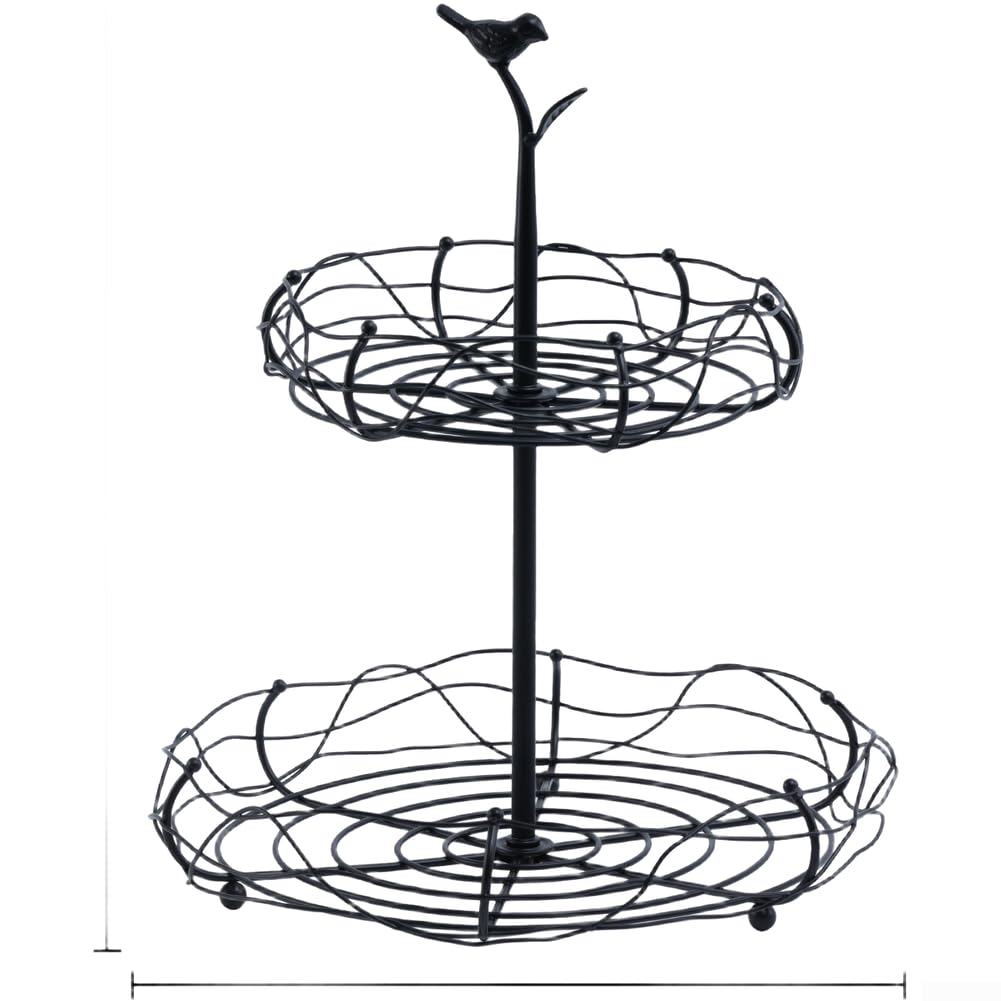 Cesta de frutas de estilo nórdico en metal resistente con estante de dos capas