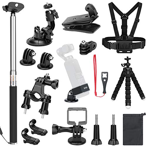 Skyreat Expansion Accessories Kit Compatible with DJI Osmo Pocket Handheld Camera Mounts Chest Strap Bike Car Backpack Clip Mount Tripod Holder