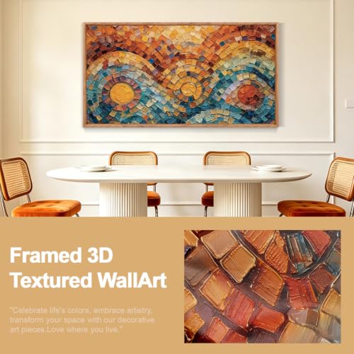 Image of CHDITB 3D Textured Boho Sun Bloom Wall Art,Vibrant Color‑Block Wall Decor