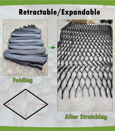 WLCGYD Kiesgitter Geogitter Für Den Außenbereich, Faltbares Kiesgitter-Pflasternetz Für Befüllen Von Steinen/Sand/Erde/Schlamm, 5 cm Dicke Bodenpflastersteine(3x10ft/1x3m)
