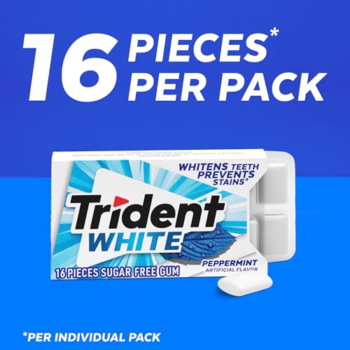 Image of Trident White Peppermint Sugar-Free Chewing Gum, 9 Packs of 16 Pieces