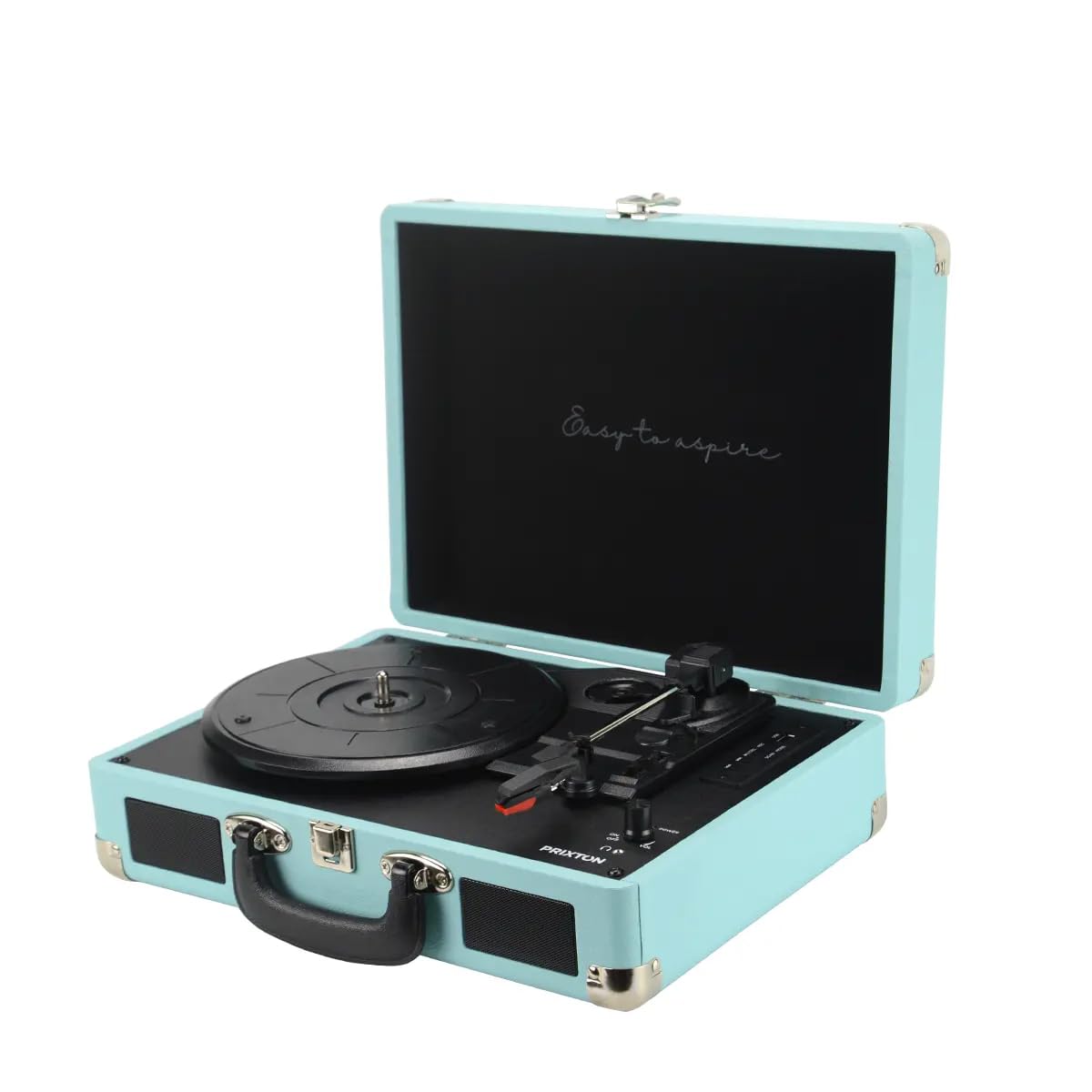 Gramofon z głośnikiem PRIXTON VC400, gramofon z Bluetooth i funkcją kodowania, odtwarzacz winylowy, radio FM i port USB, 33/45/78 RPM, niebieski