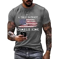Men's Retro A True Patriot Turning Point Action Print T-Shirt This is The Turning Shirt Freedom Charlie Kirk Tee 1993-2025 Grey