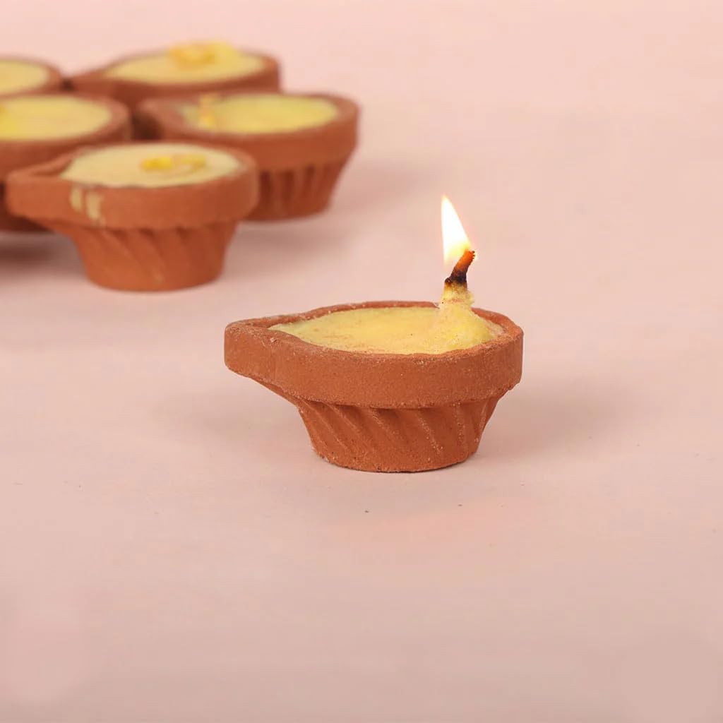 SATVIK - Earthen Traditional Clay Diya for Home Decor & Festive Use | Wax-Free Oil Lamp | Natural Clay Material (Pack of 4)