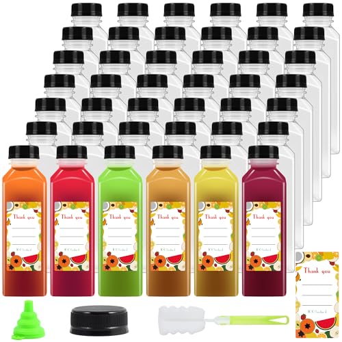 Garandad 36pcs 16 oz Plastic bottles with lids Juice bottles with caps Reusable Clear Bulk Beverage Containers for Juice Milk and Other Beverages