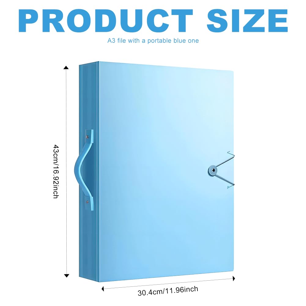 Durdiiy A3 Pocket Display Folders 80Pockets Project Presentation Folder Individual School Office Document Organiser Book Holder Case with Clear Plastic Sleeves for Painting Artwork Portfolio (Blue) - Image 2