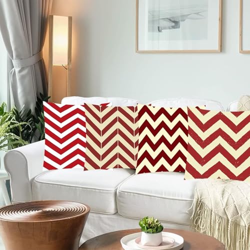 Coussin extérieur imperméable 45x45 velours rouge jardin lot de 4