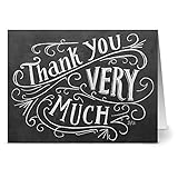 Thank You Cards - 36 Pack - Handlettered Thank You Very Much - 6 Unique Designs - KRAFT ENVELOPES INCLUDED - Blank Greeting Card - Glossy Cover Blank Inside - By Note Card Café