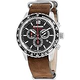 WENGER Herren Armbanduhr Roadster Black Night Ø 45mm, Swiss Made, Analog Quarz, Wasserdicht bis 100m, Leder Armband, Braun/Schwarz, 01.0853.106