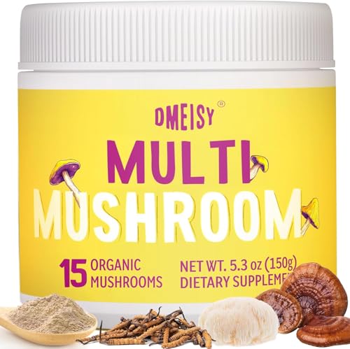 Dmeisy Mushroom Powder | for Mushroom Coffee, 20-in-1 Mushroom Complex with Lions Mane Powder, Reishi, Cordyceps, Turkey Tail & Herbs, Brain Supplements for Memory and Focus, Energy, Immunity - 5.3oz