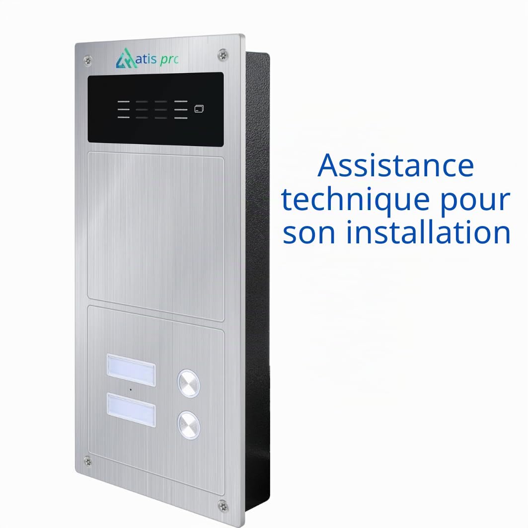 Kit d'interphone automatique 2 fils anti-vandalisme avec lecteur RFID | Complet avec téléphones, bloc d'alimentation | Très facile à installer. Installation pour encastrer et en surface