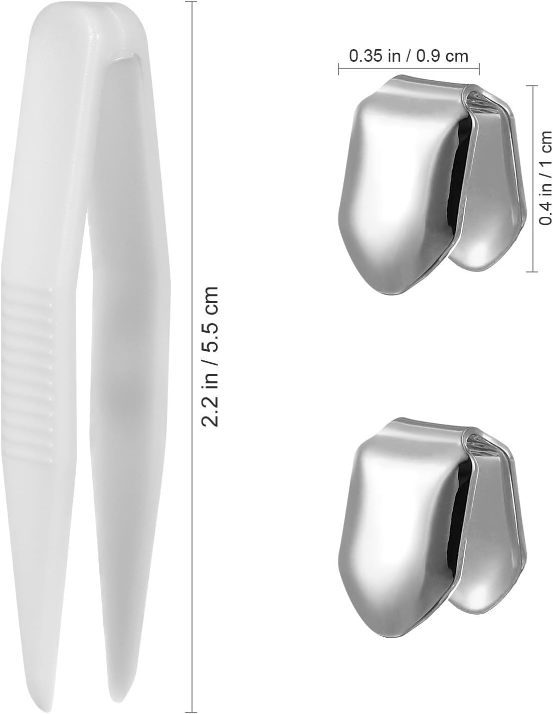 2pcs Hip Hop Single Tooth Grill Decoration Silver Brass image 2